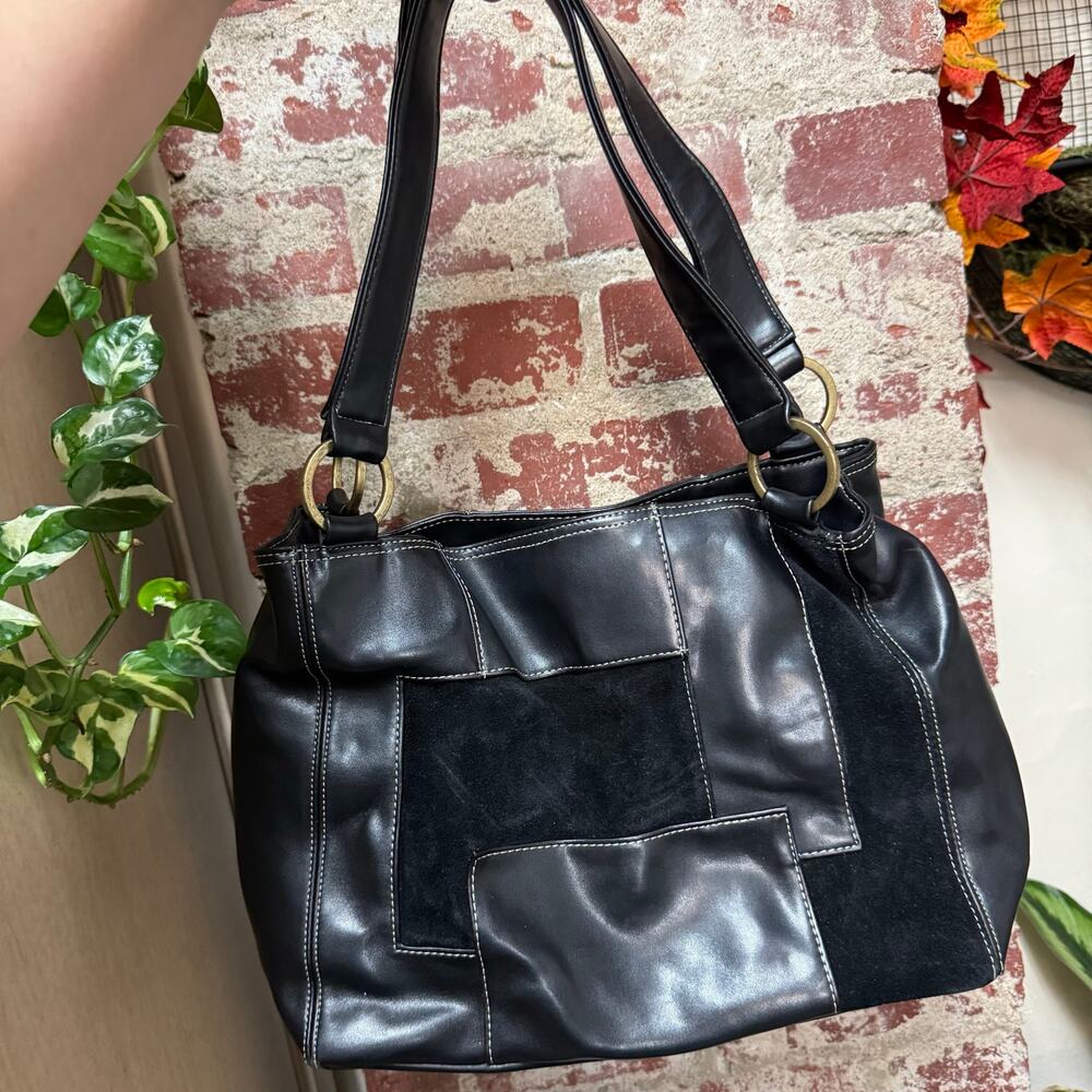 Vintage Y2K Nine West Slouchy Leather Suede Patchwork Handbag